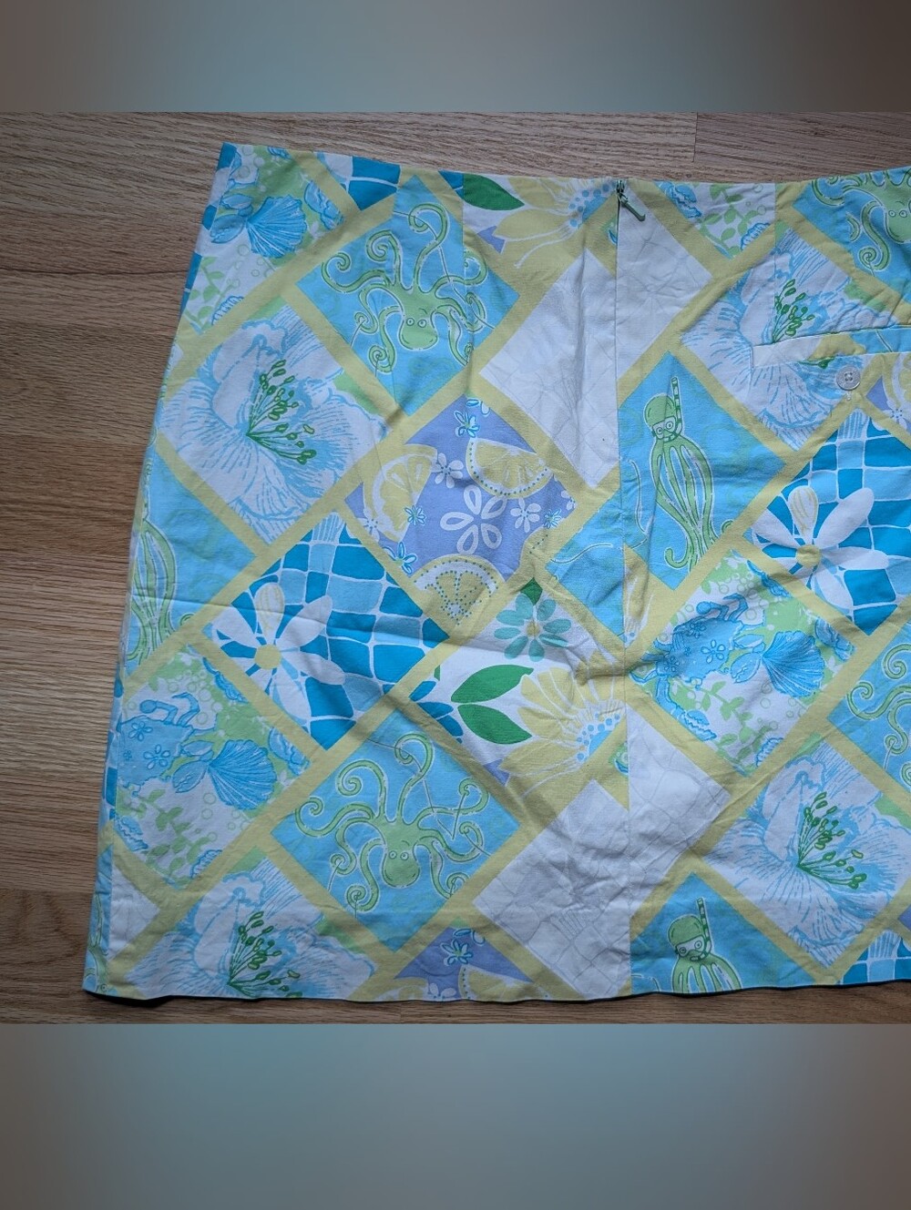 Lilly Pulitzer Aqua, Yellow & White Floral Skirt - Picture 2 of 4